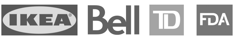 Logos of Ikea, Bell, TD, FDA