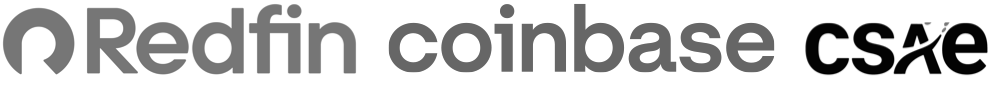 Logos of  Redfin, coinbase and C.S.A.E.
